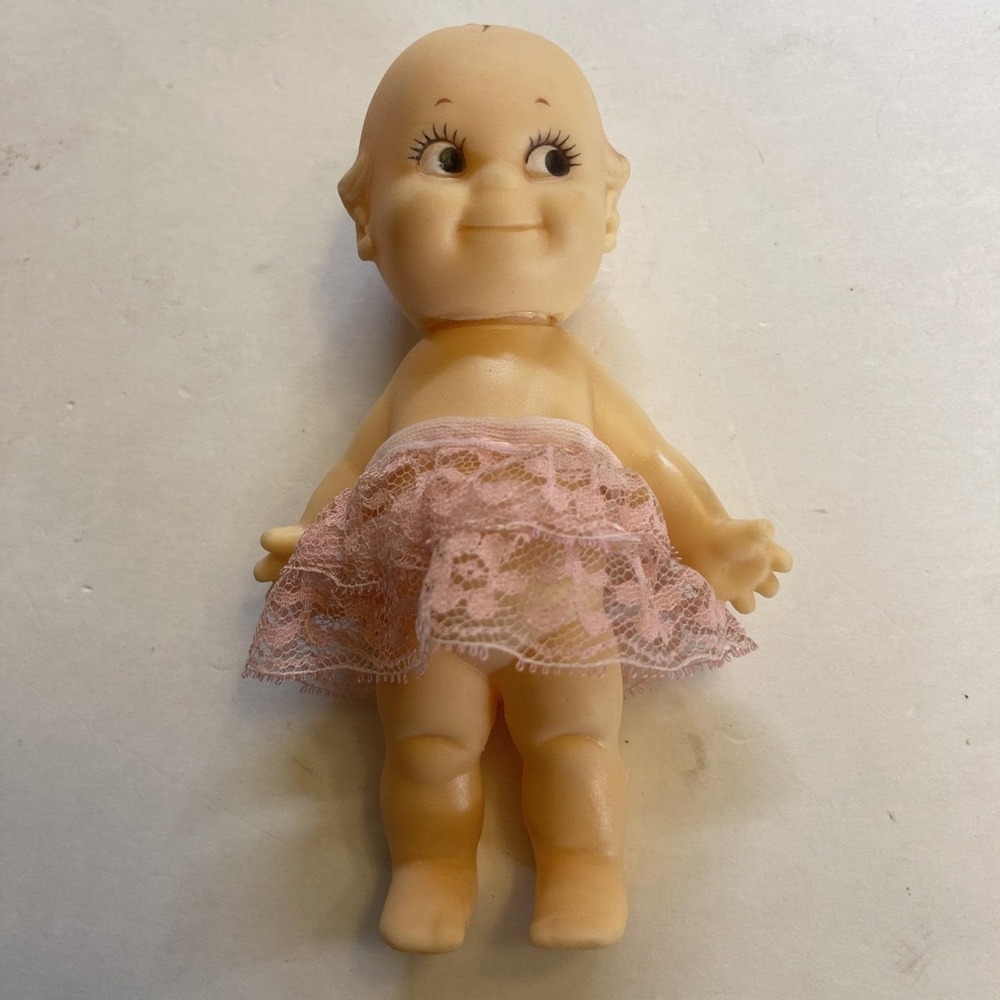 Vintage CAMEO JLK Kewpie Vinyl 6" Doll with Small Wings Lace Skirt